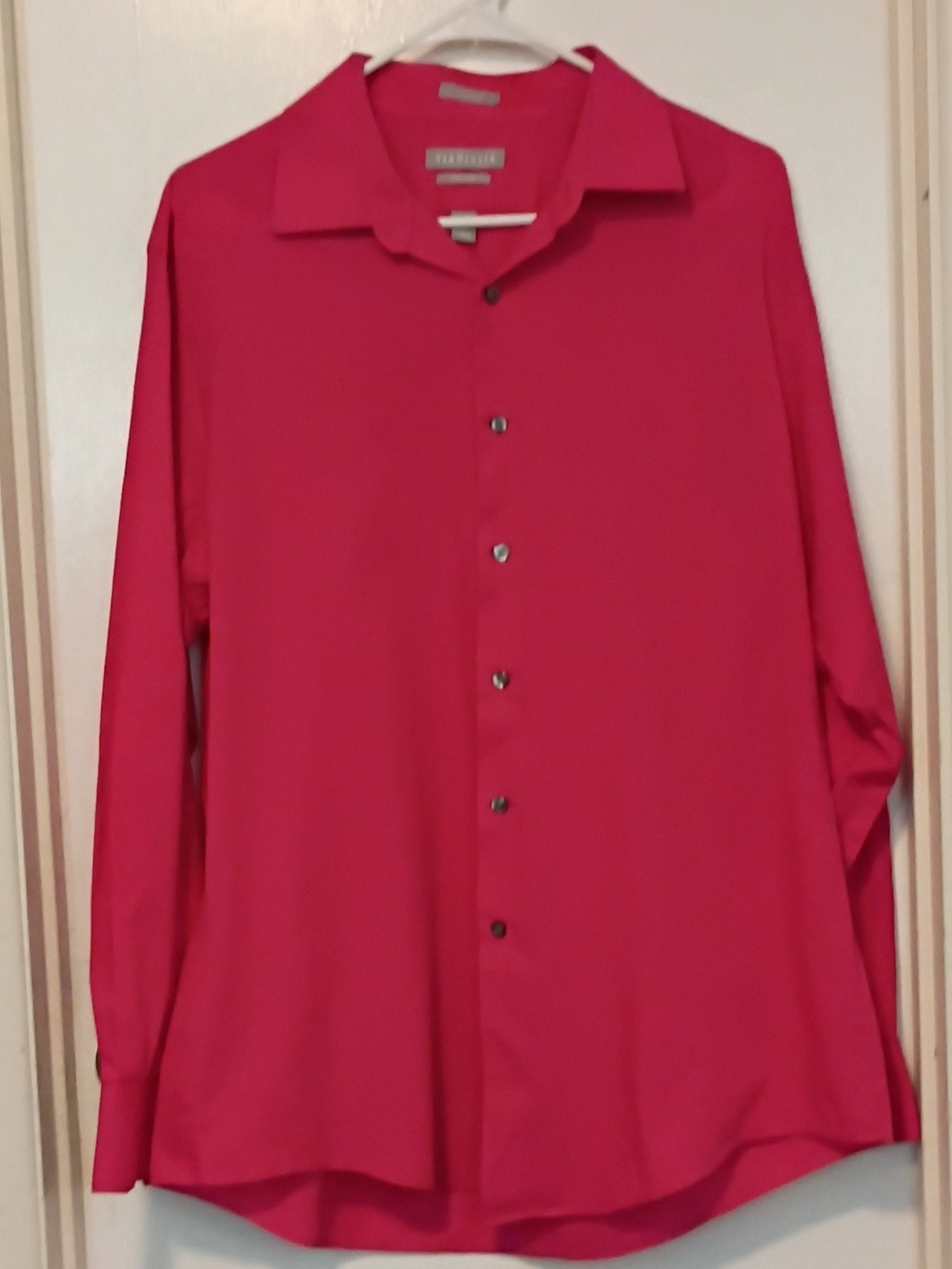 Van Heusen Men’s Long-Sleeve Button-Up Shirt in Bright Pink